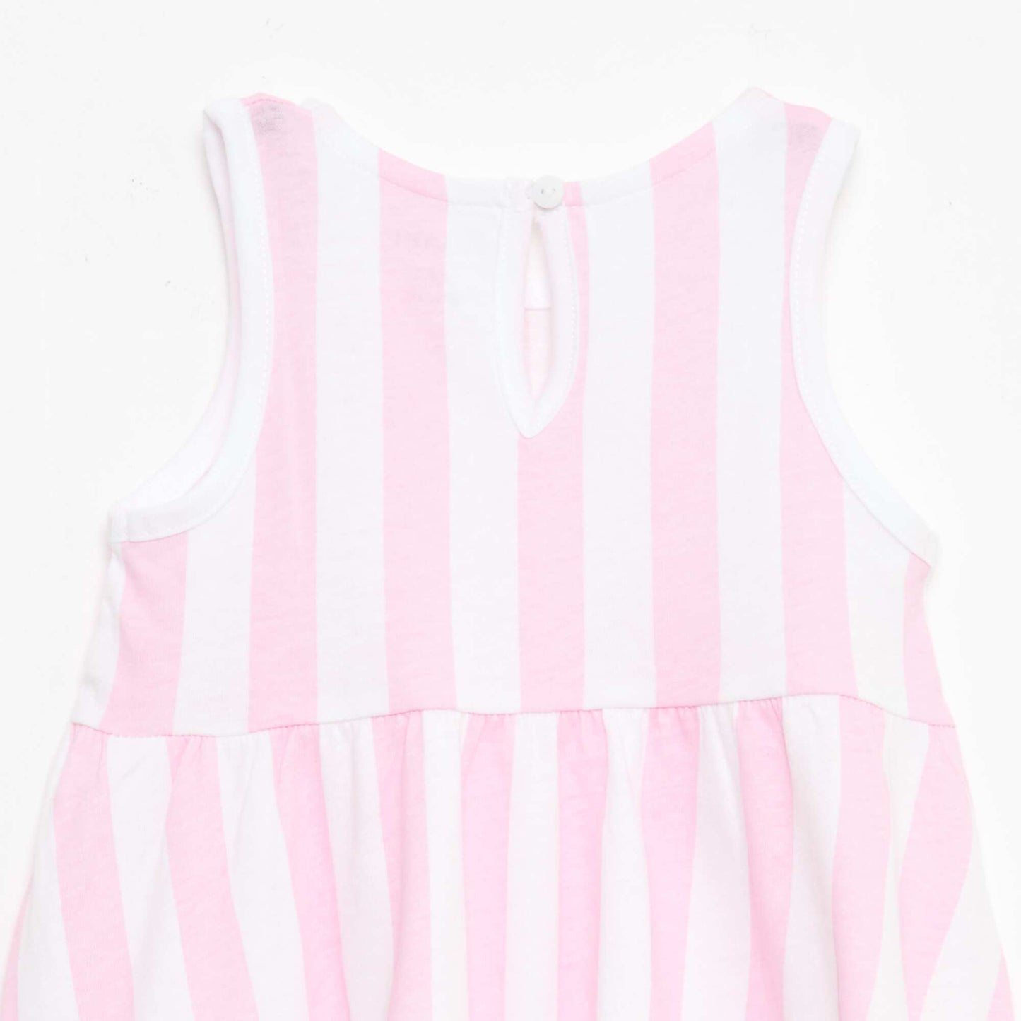 Sleeveless dress with message PINK