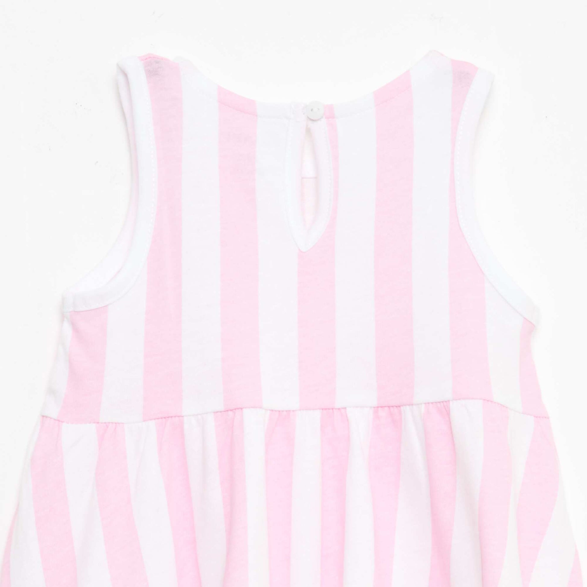 Sleeveless dress with message PINK