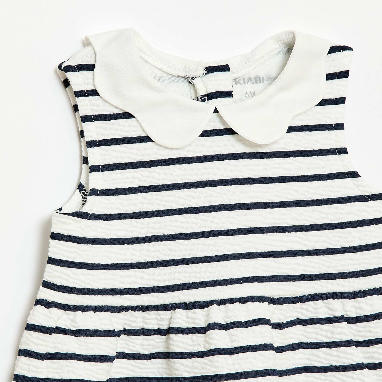 Crinkled knit dress with poplin collar WHITE
