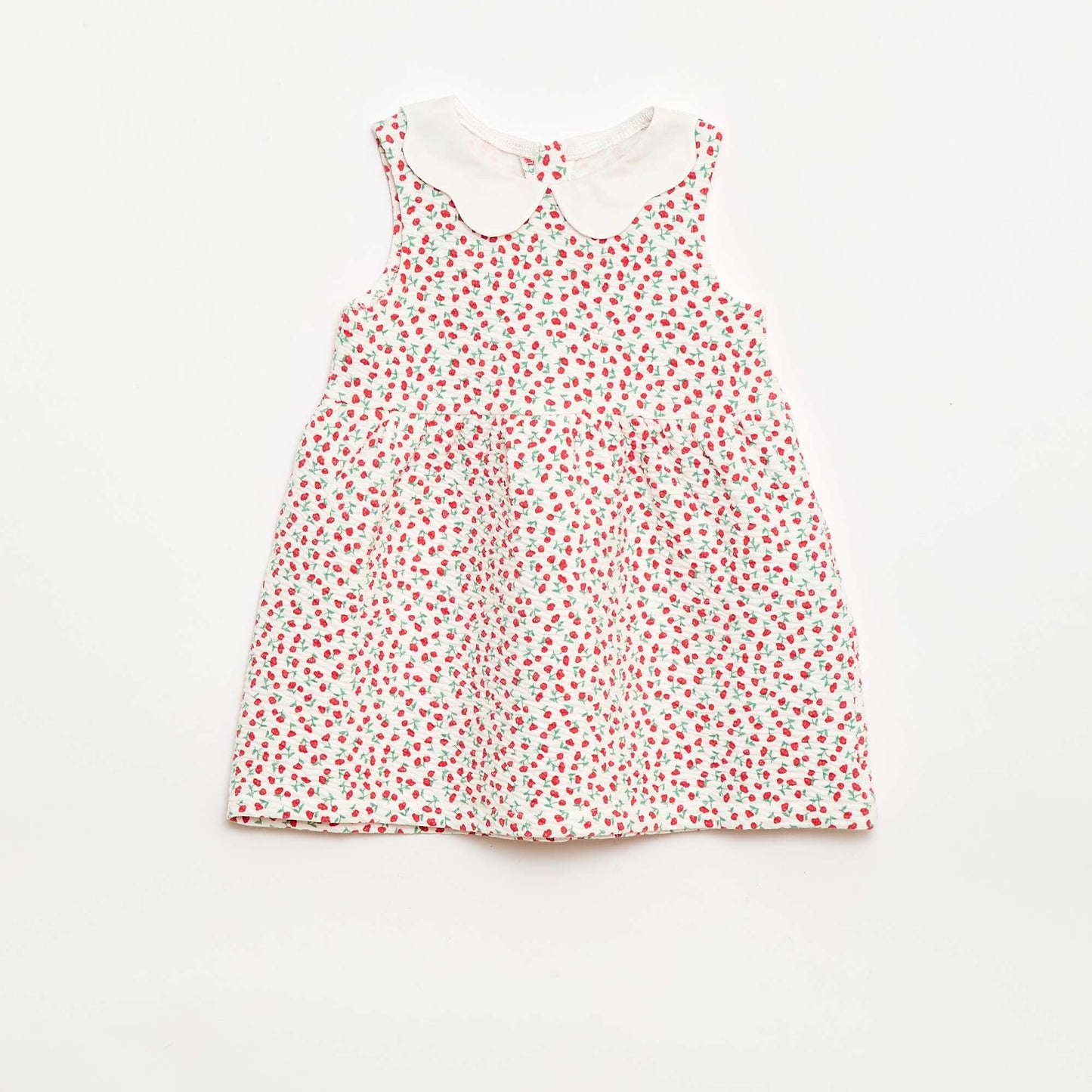 Crinkle-knit dress with poplin collar RED
