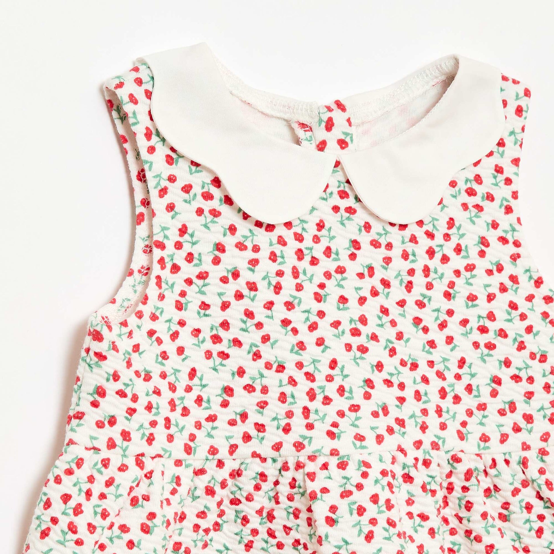 Crinkle-knit dress with poplin collar RED