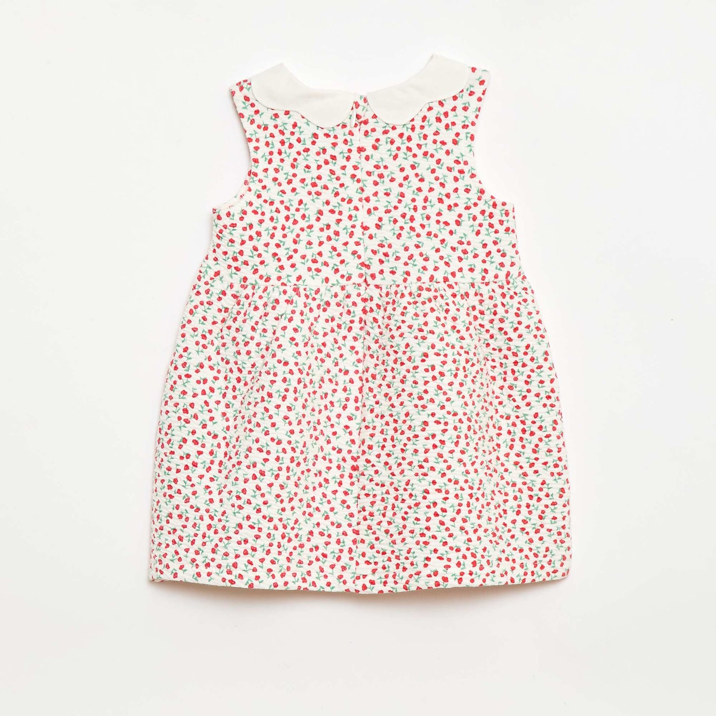 Crinkle-knit dress with poplin collar RED