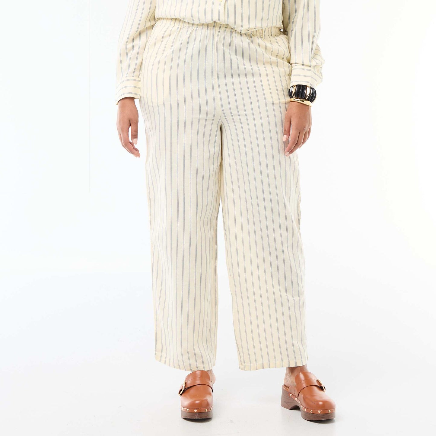 Straight-Leg Linen-Blend Trousers YELLOW