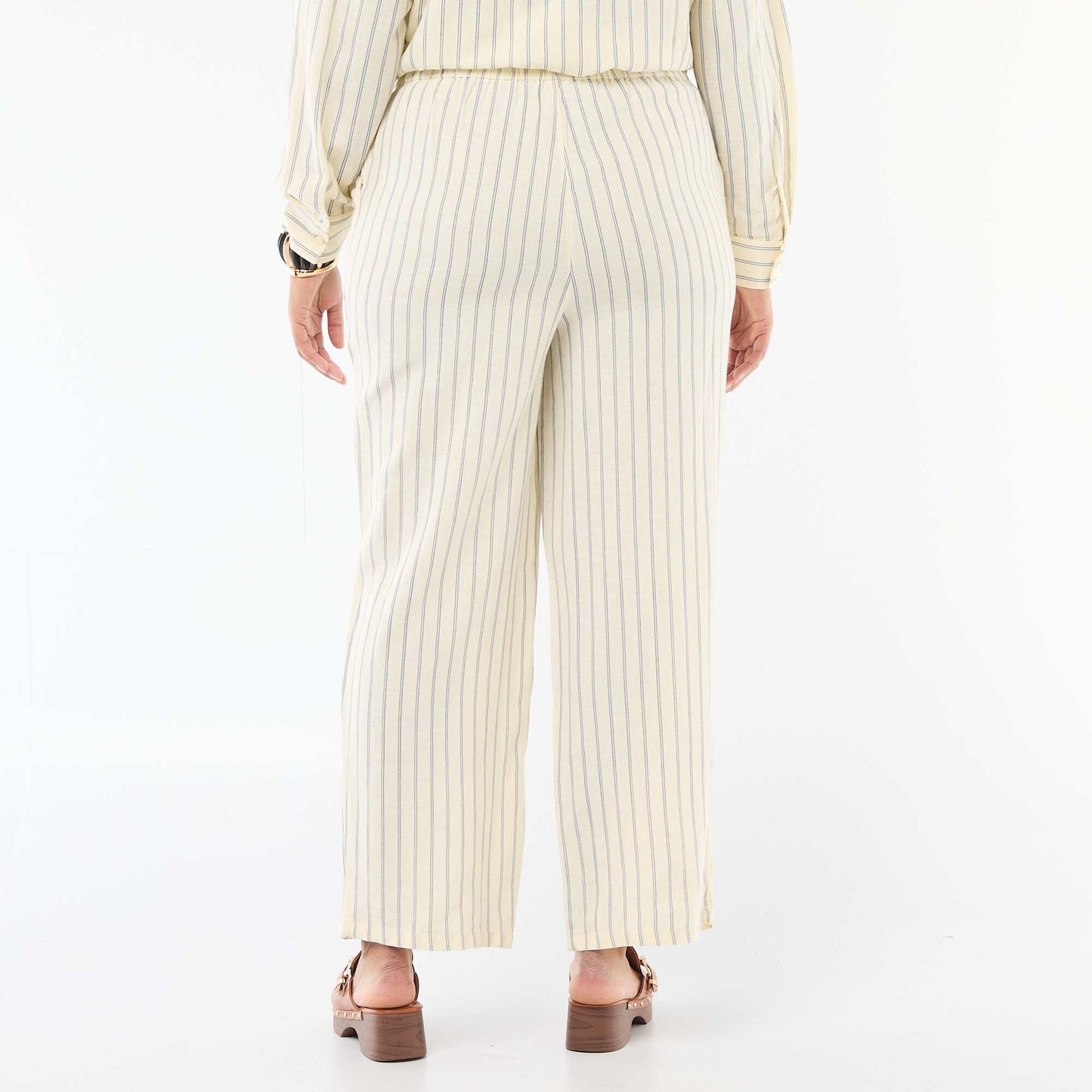 Straight-Leg Linen-Blend Trousers YELLOW