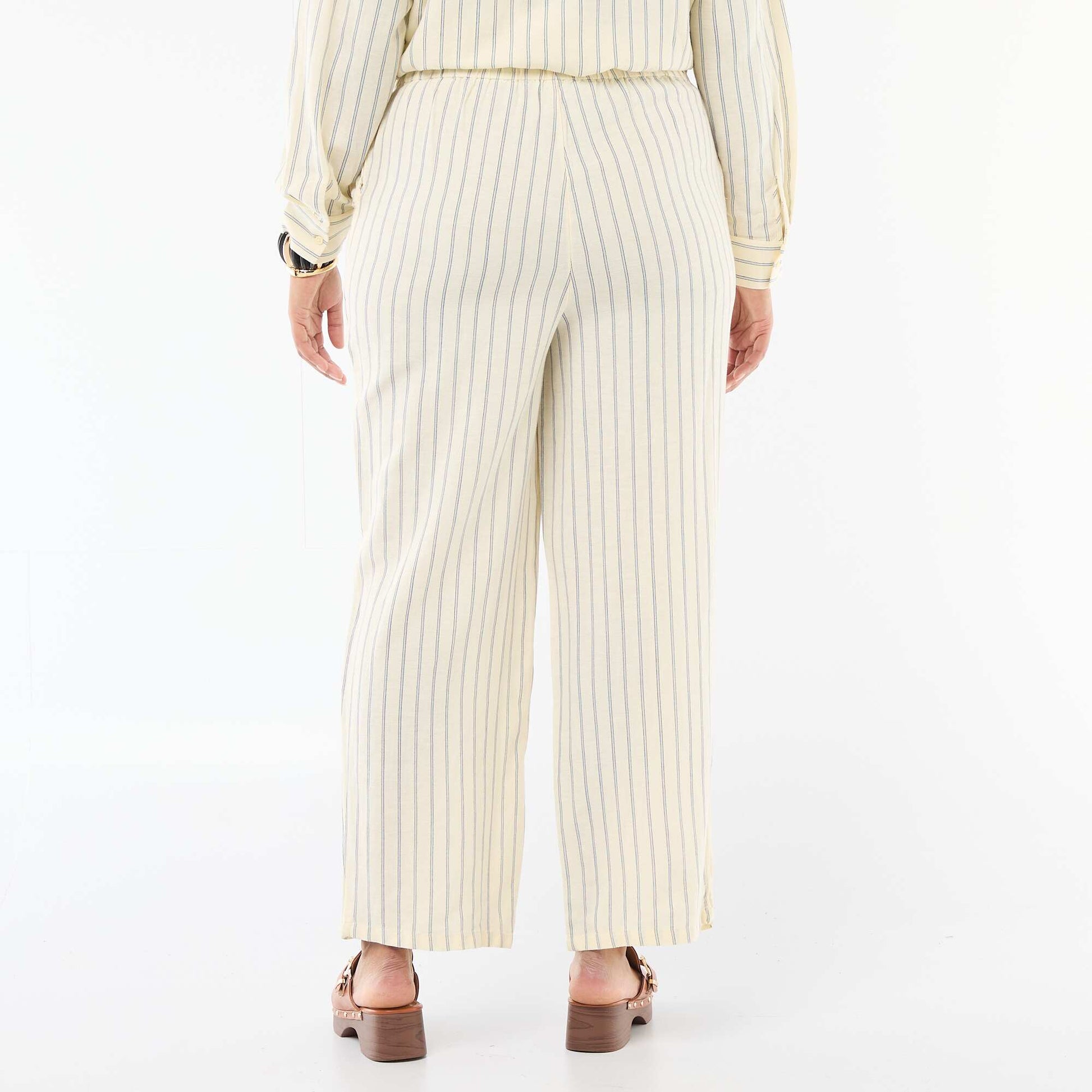 Straight-Leg Linen-Blend Trousers YELLOW