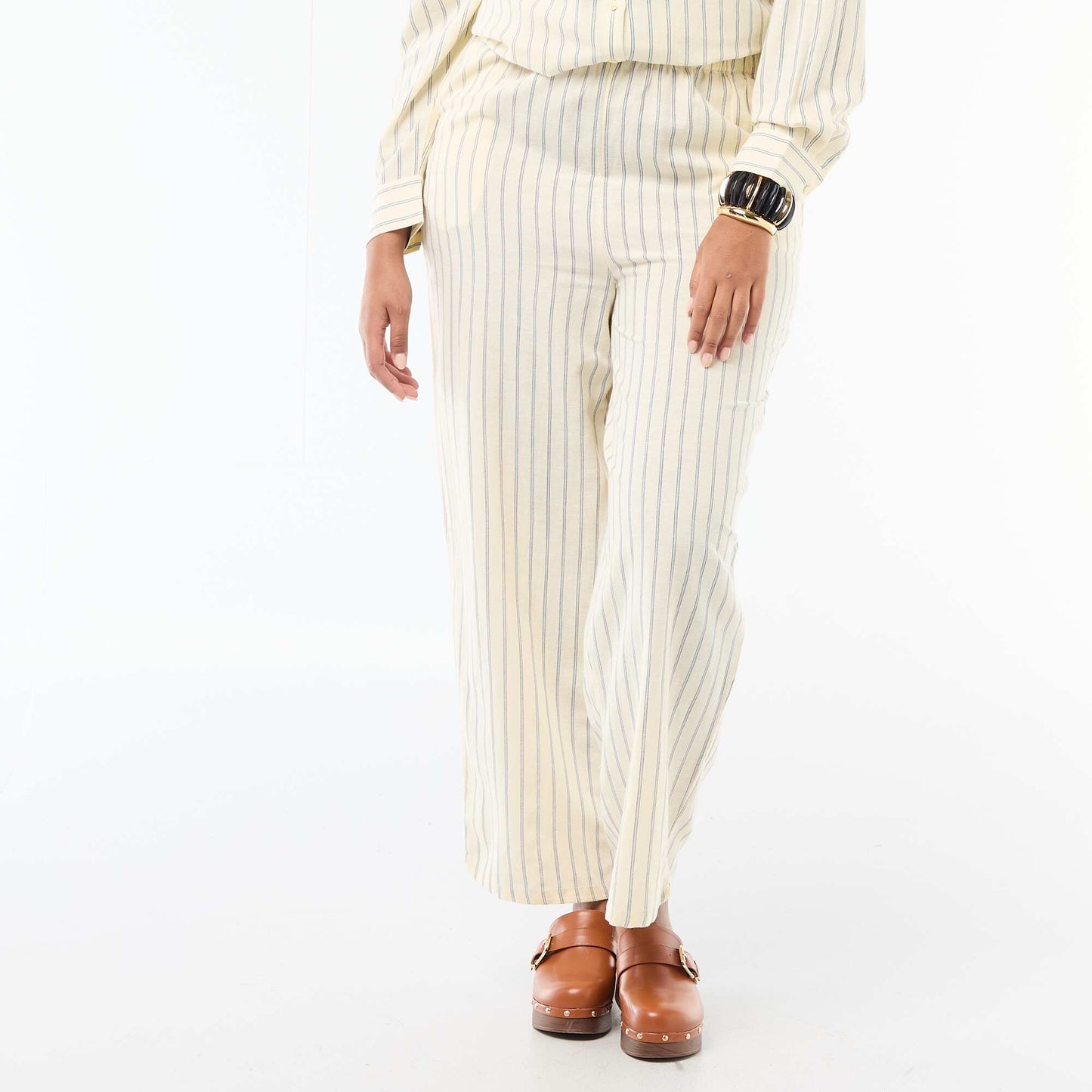 Straight-Leg Linen-Blend Trousers YELLOW