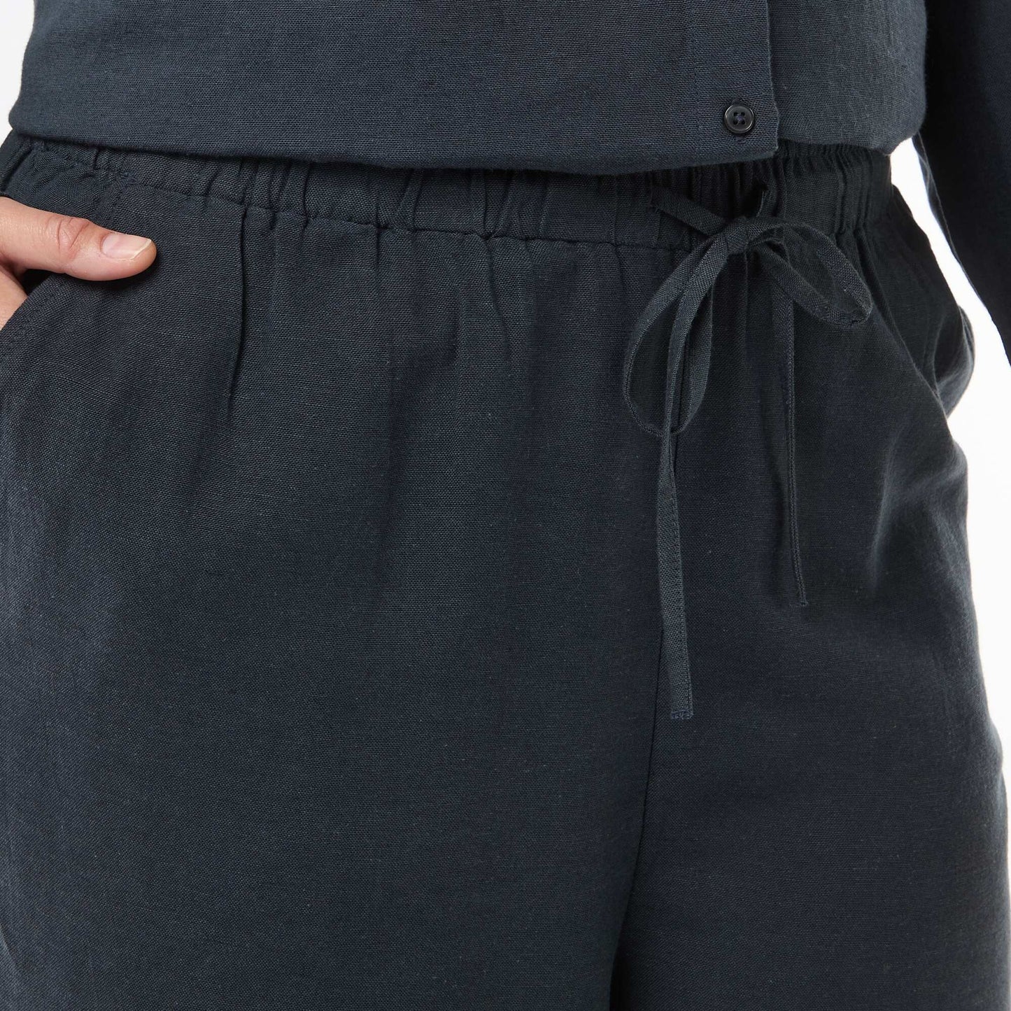 Straight-Leg Linen-Blend Trousers BLUE