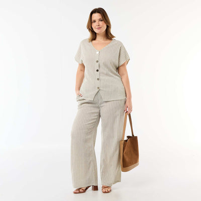 Wide-Leg Crepe Knit Pants WHITE