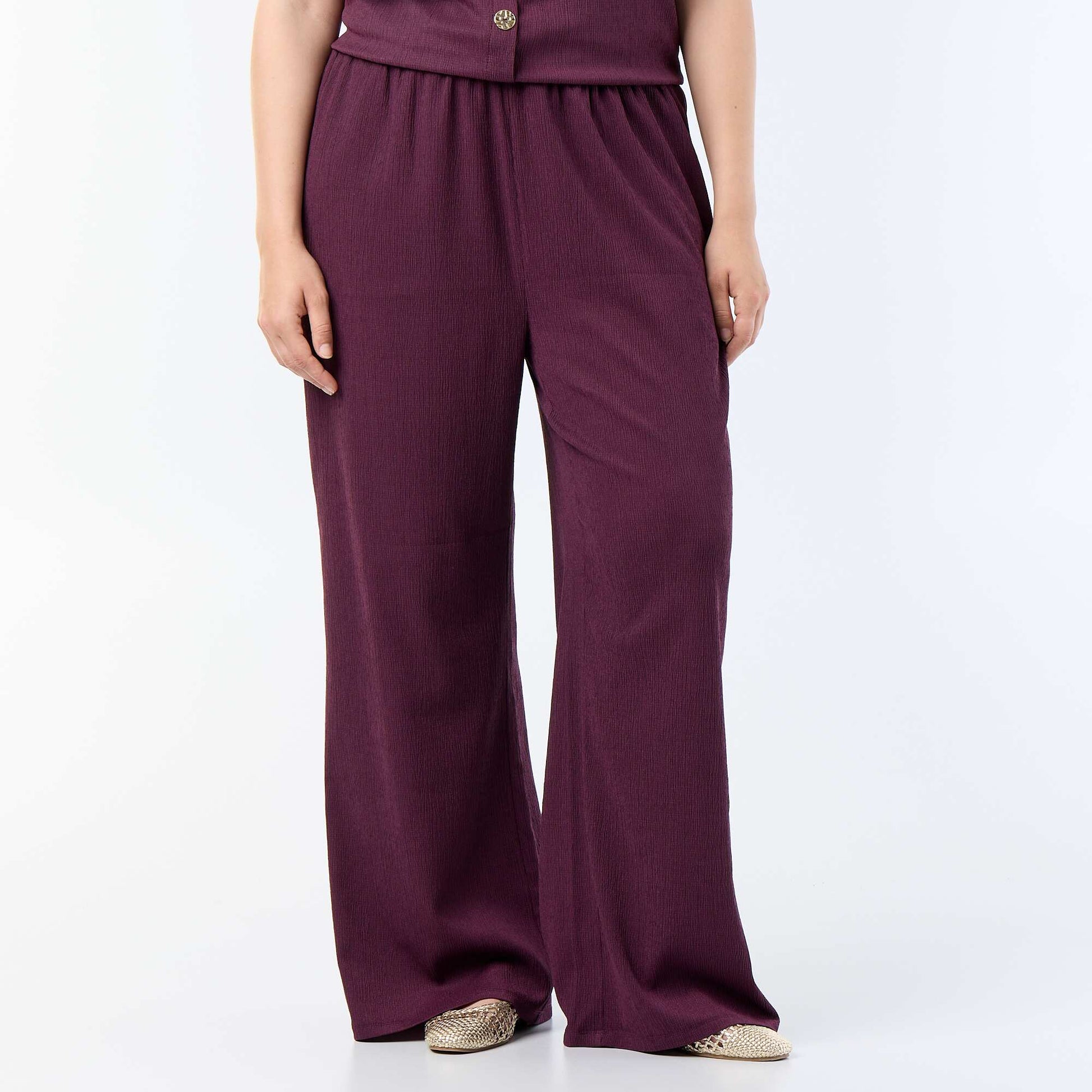 Wide-Leg Crepe Knit Pants PURPLE