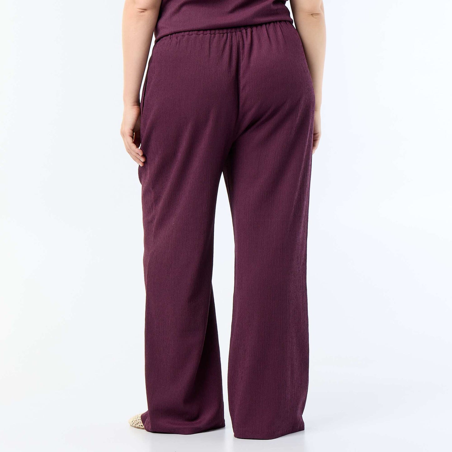 Wide-Leg Crepe Knit Pants PURPLE