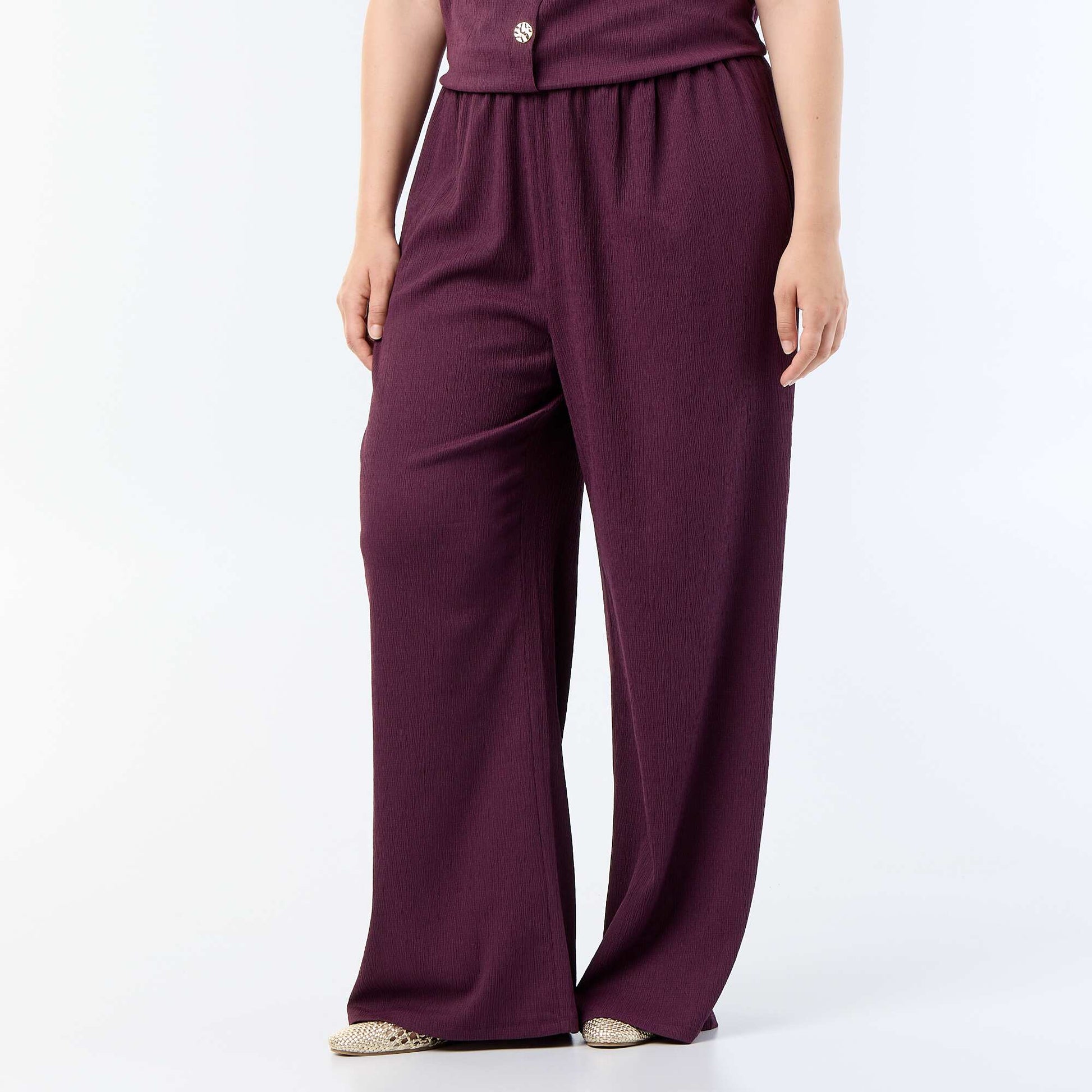 Wide-Leg Crepe Knit Pants PURPLE