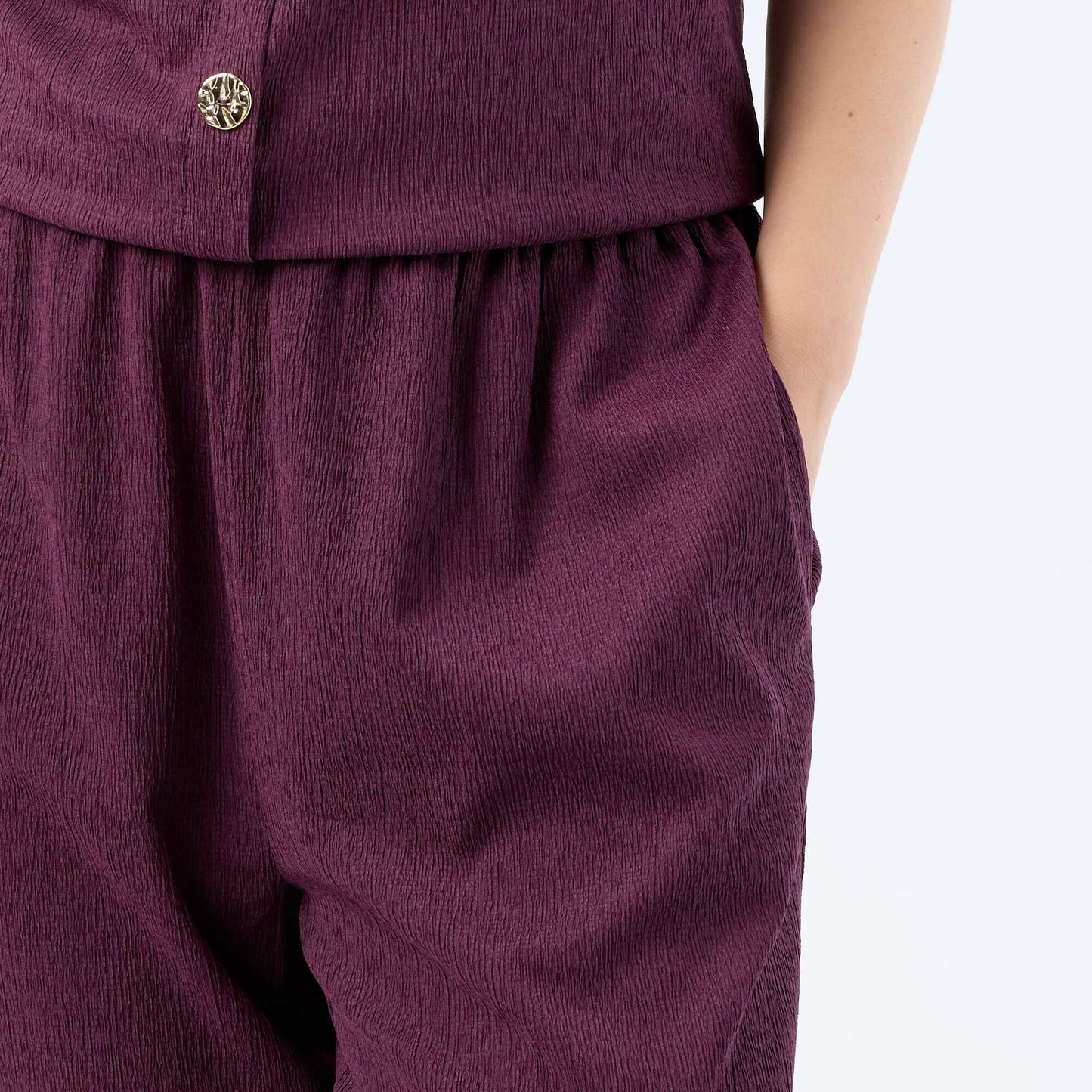 Wide-Leg Crepe Knit Pants PURPLE