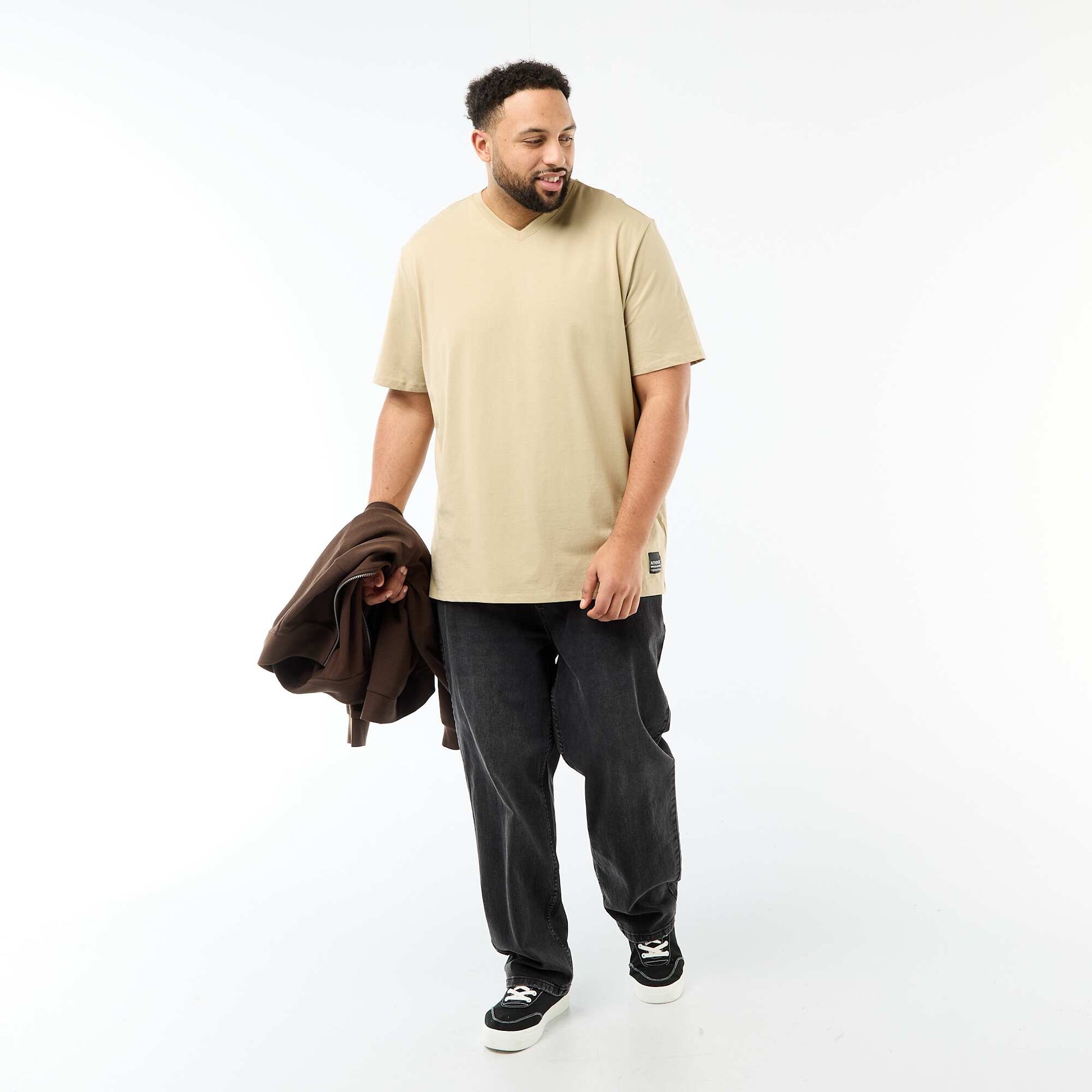 Short-Sleeve Jersey Knit T-Shirt BEIGE
