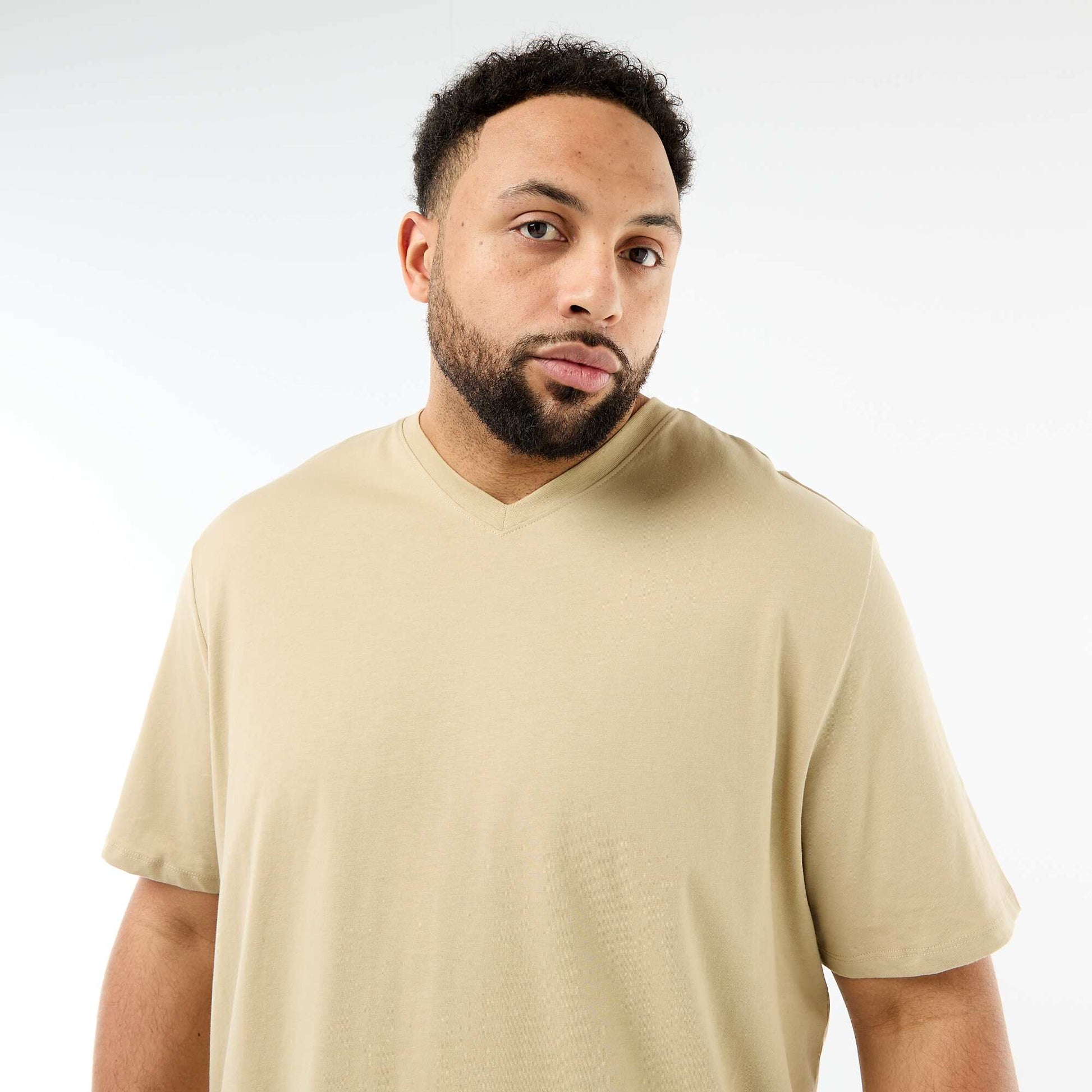 Short-Sleeve Jersey Knit T-Shirt BEIGE