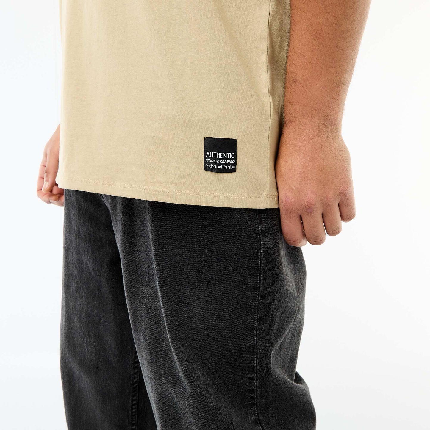 Short-Sleeve Jersey Knit T-Shirt BEIGE