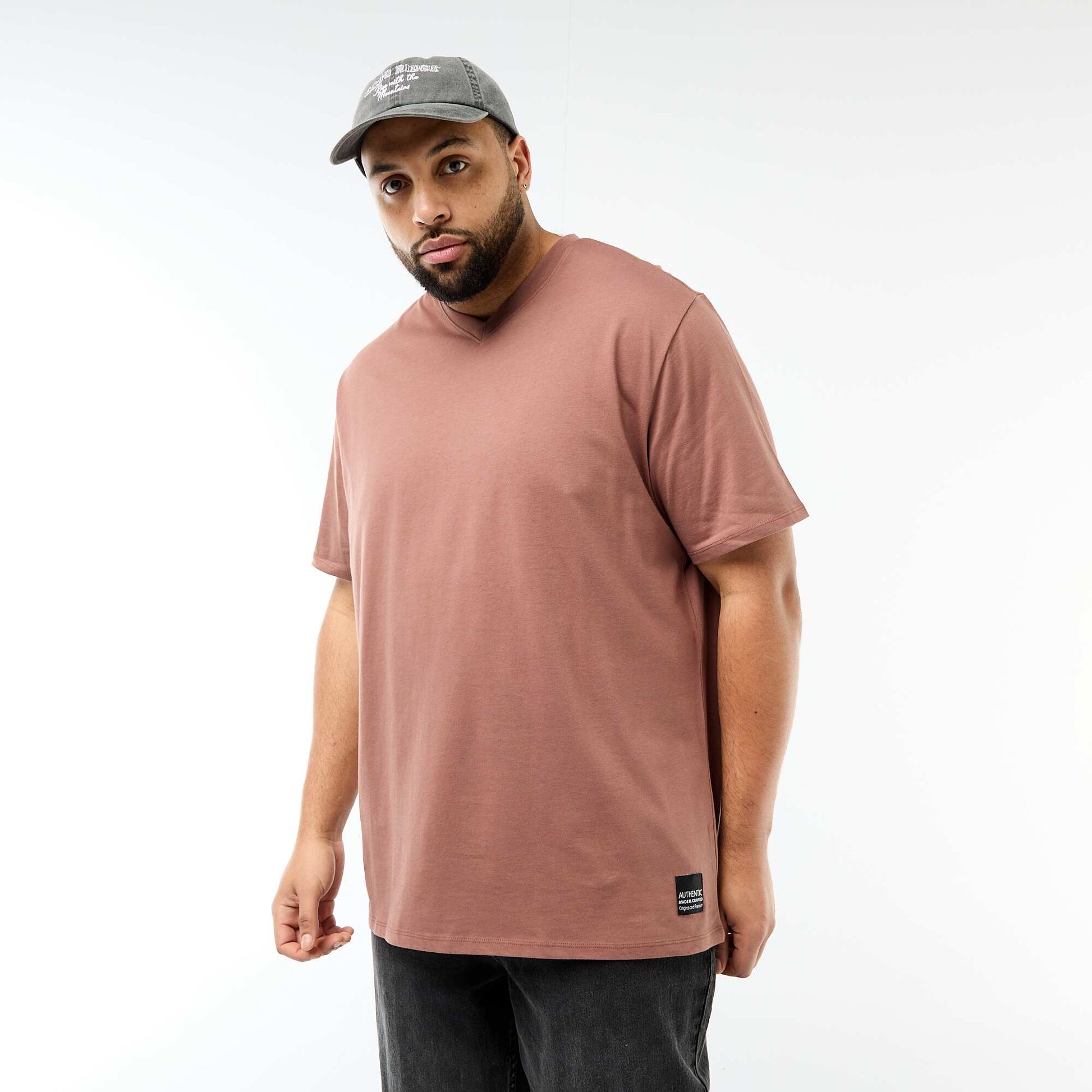 Short-Sleeve Jersey Knit T-Shirt BROWN