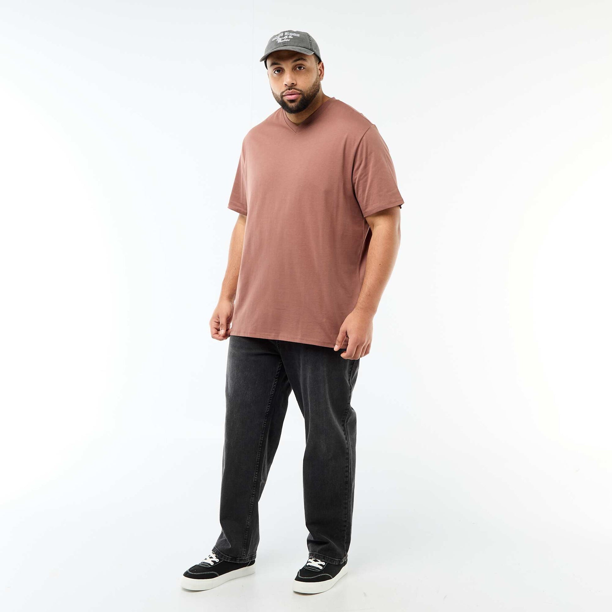 Short-Sleeve Jersey Knit T-Shirt BROWN