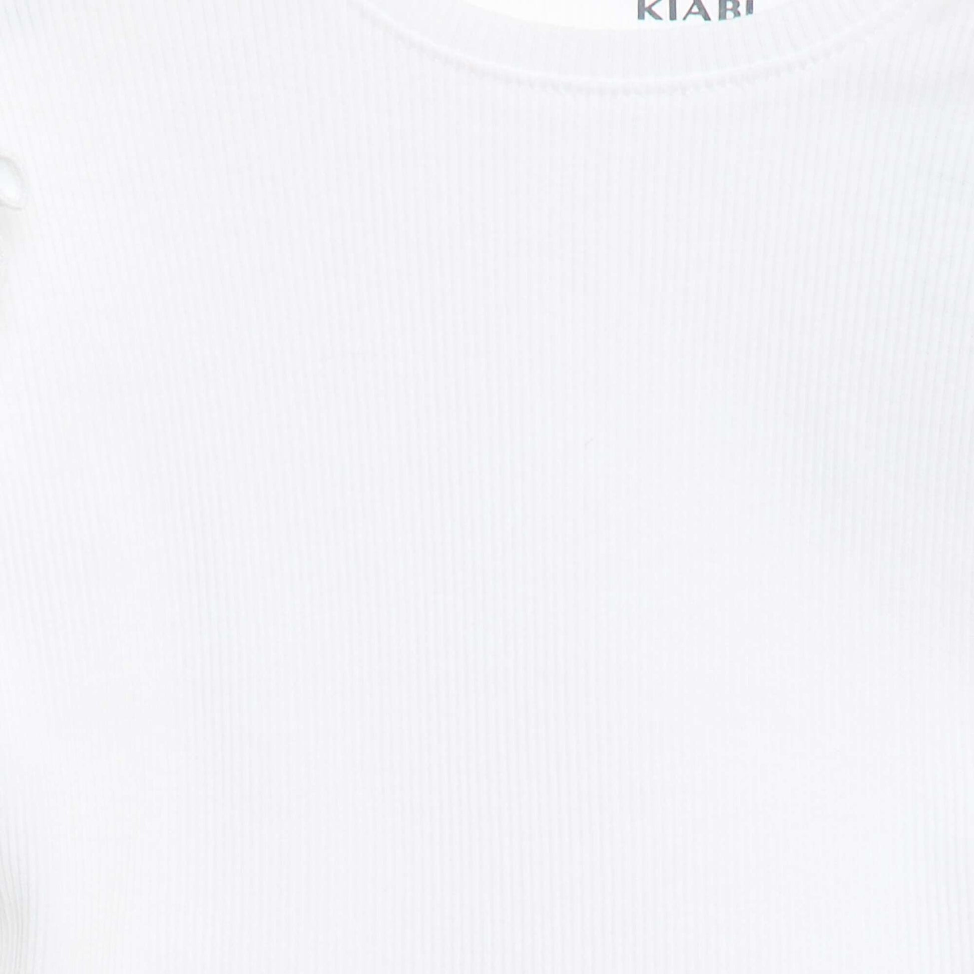 Ribbed T-shirt with Short Flutter Sleeves WHITE