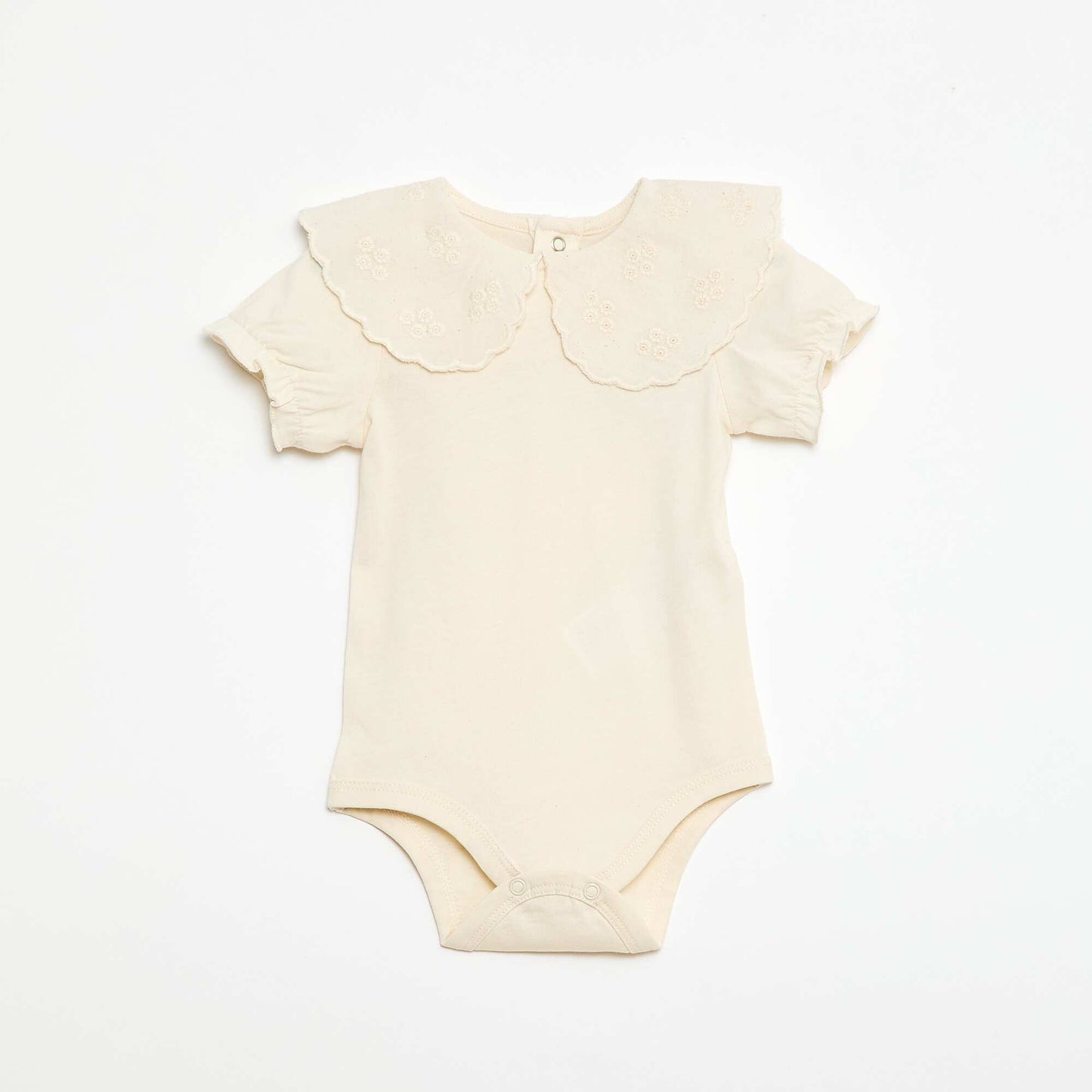 Baby Bodysuit with Peter Pan Collar WHITE