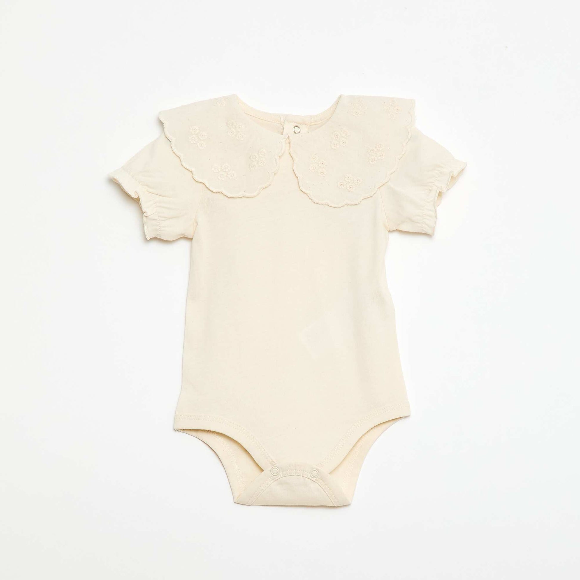 Baby Bodysuit with Peter Pan Collar WHITE