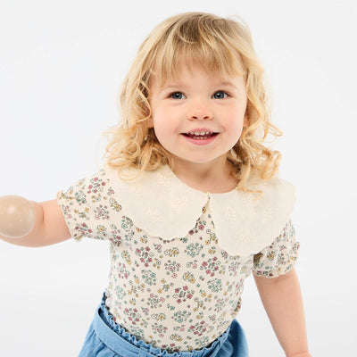 Baby Bodysuit with Peter Pan Collar WHITE
