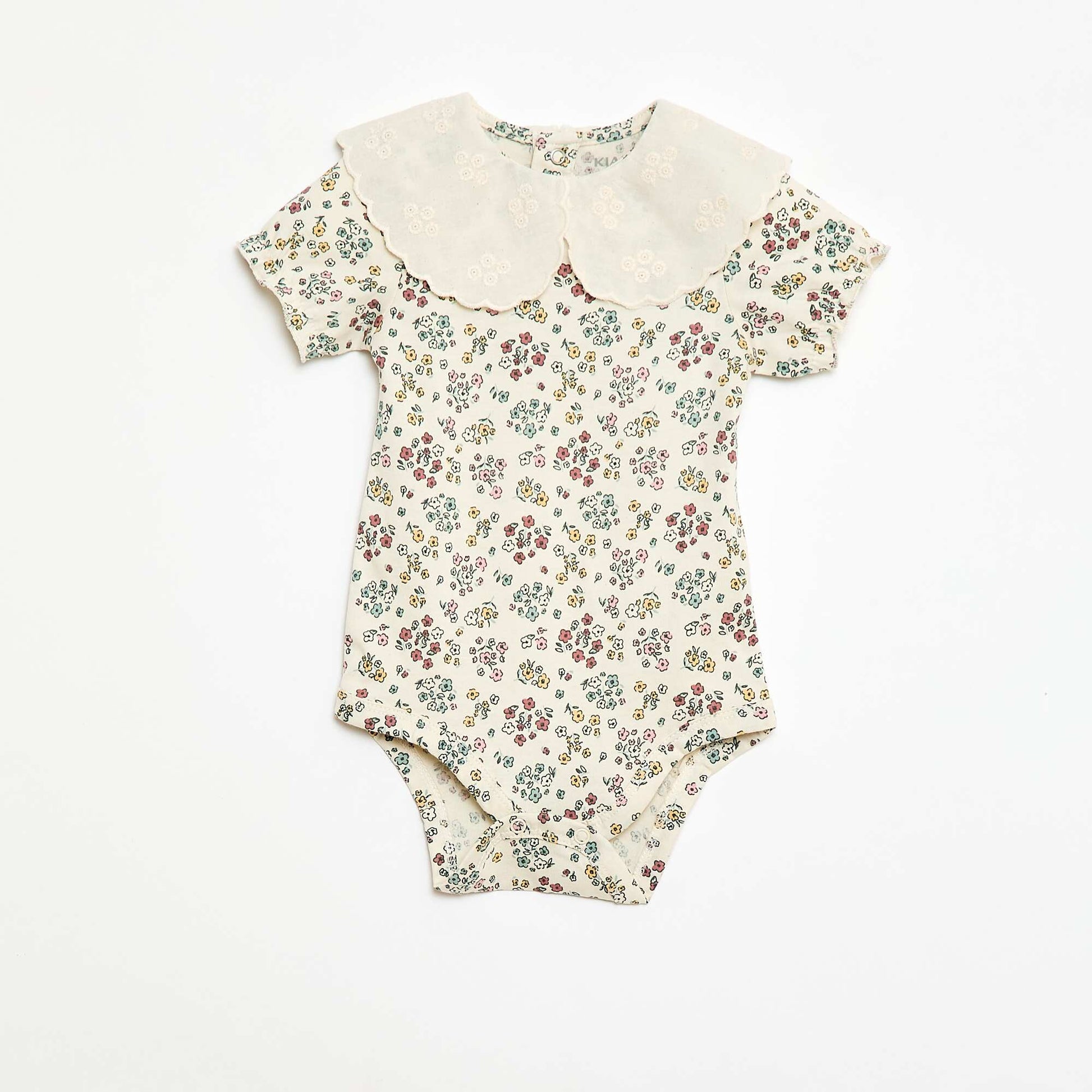 Baby Bodysuit with Peter Pan Collar WHITE