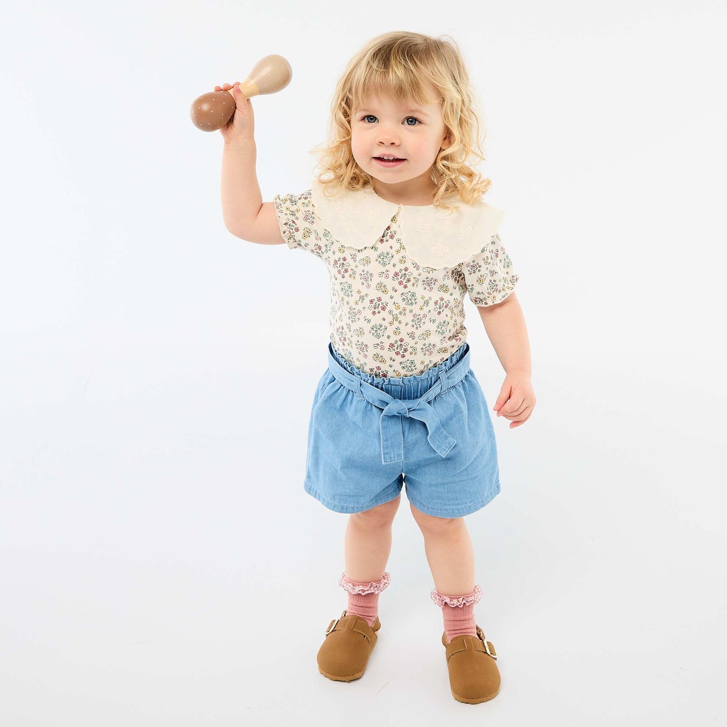 Baby Bodysuit with Peter Pan Collar WHITE