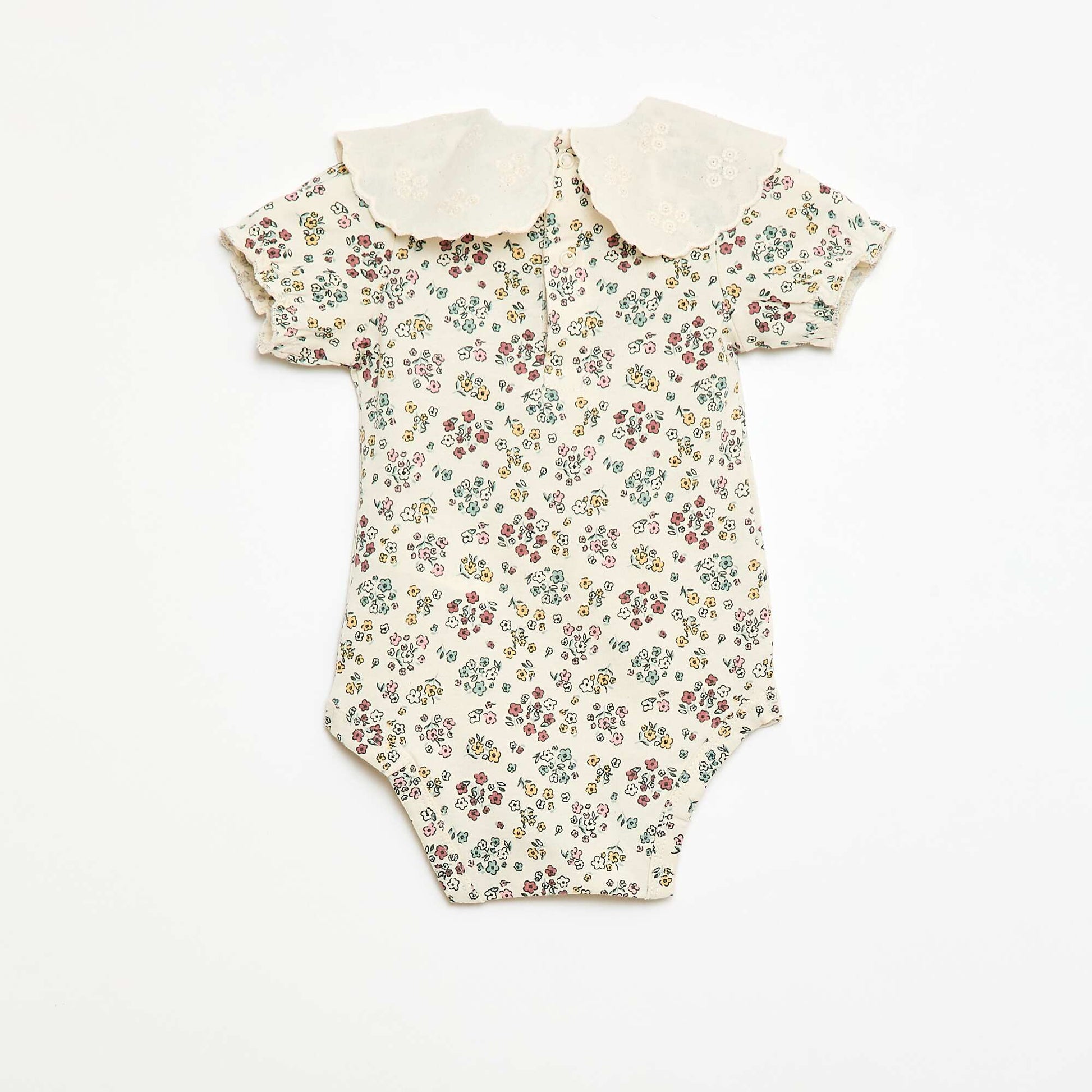 Baby Bodysuit with Peter Pan Collar WHITE