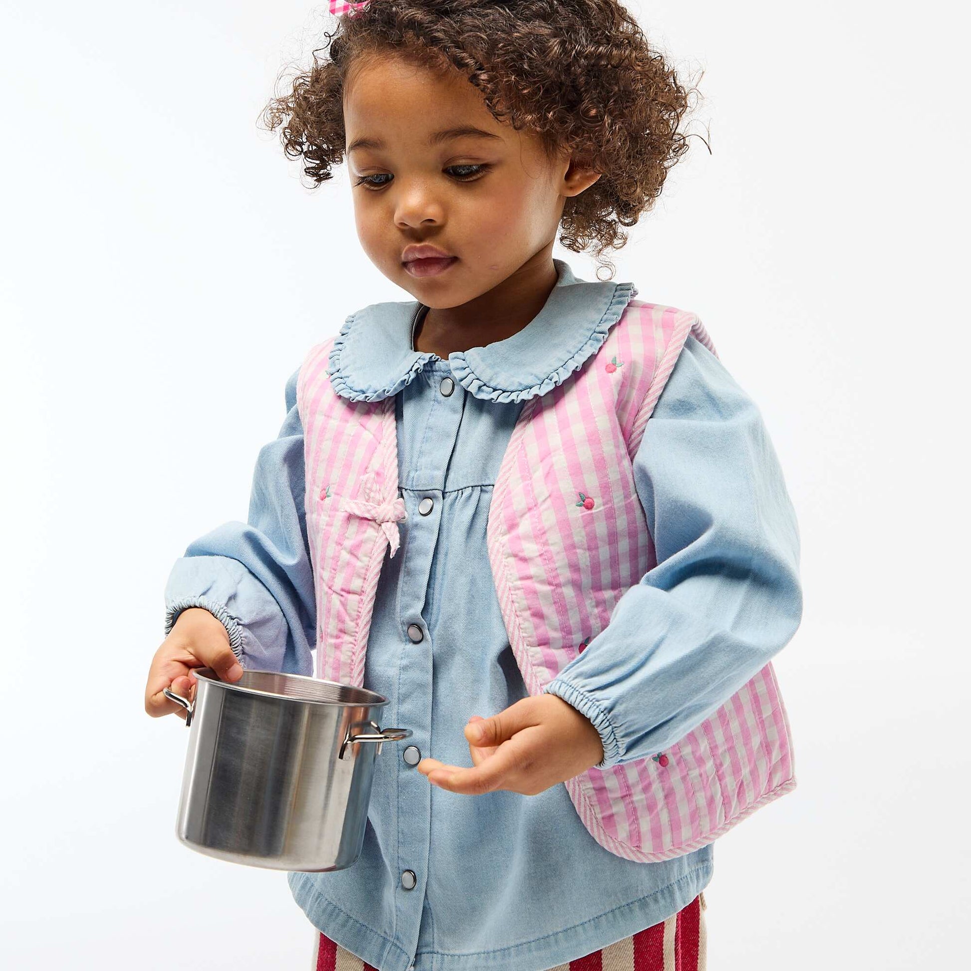 Reversible Poplin Sleeveless Vest PINK
