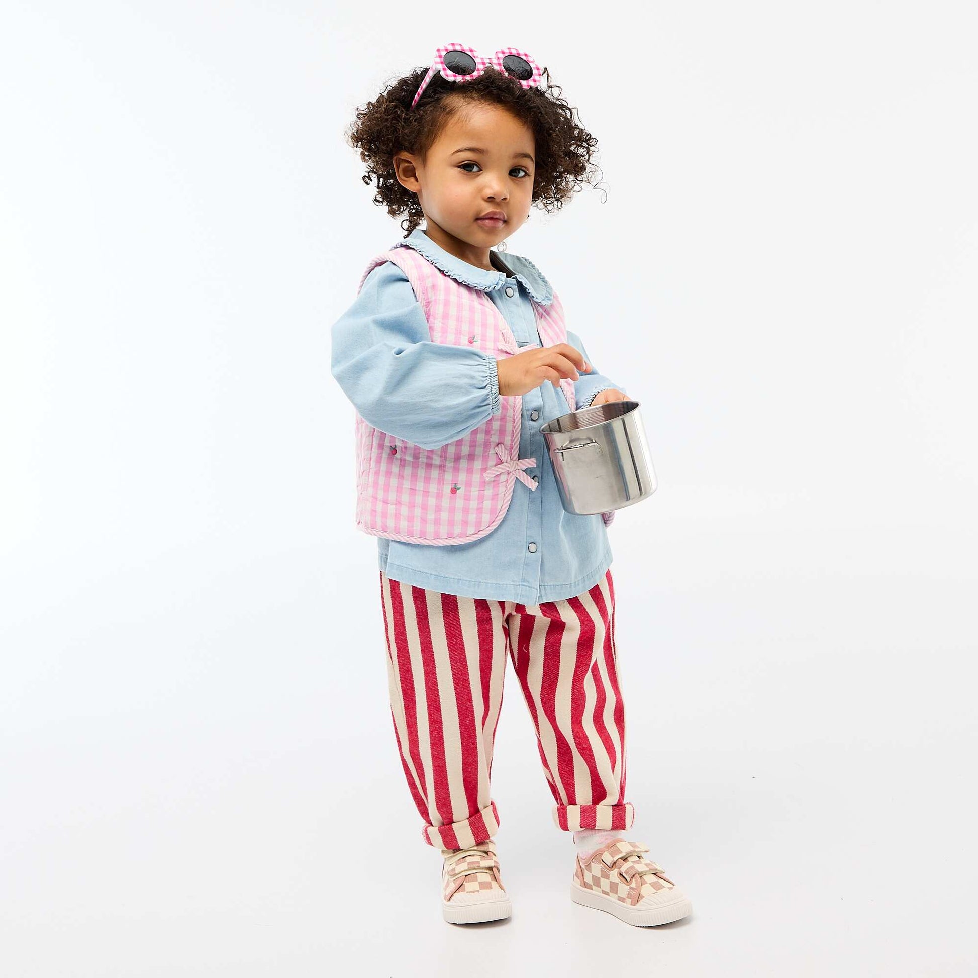 Reversible Poplin Sleeveless Vest PINK