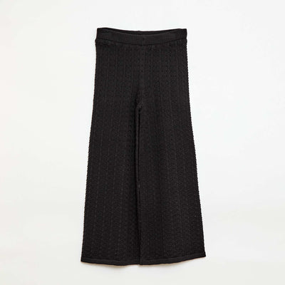 Crochet Flare Leg Trousers BLACK