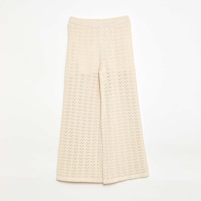 Crochet Flare Leg Trousers BEIGE