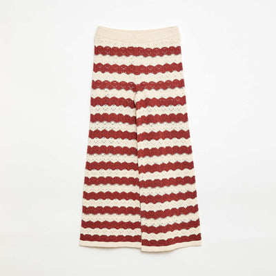 Crochet Flare Leg Trousers BROWN