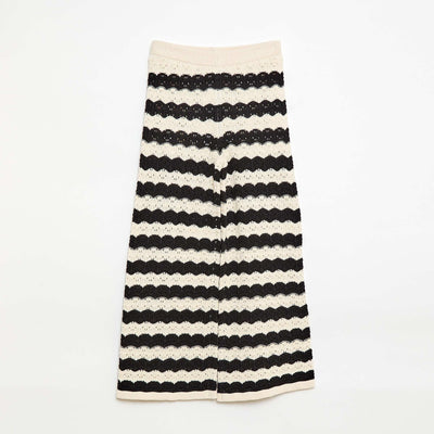 Crochet Flare Leg Trousers BLACK