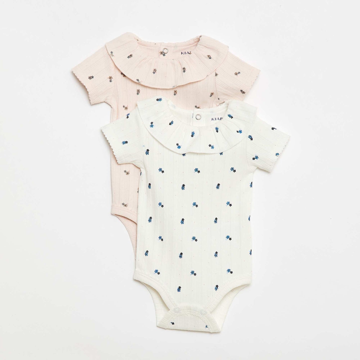 2-Pack of Ruffled Collar Bodysuits WHITE