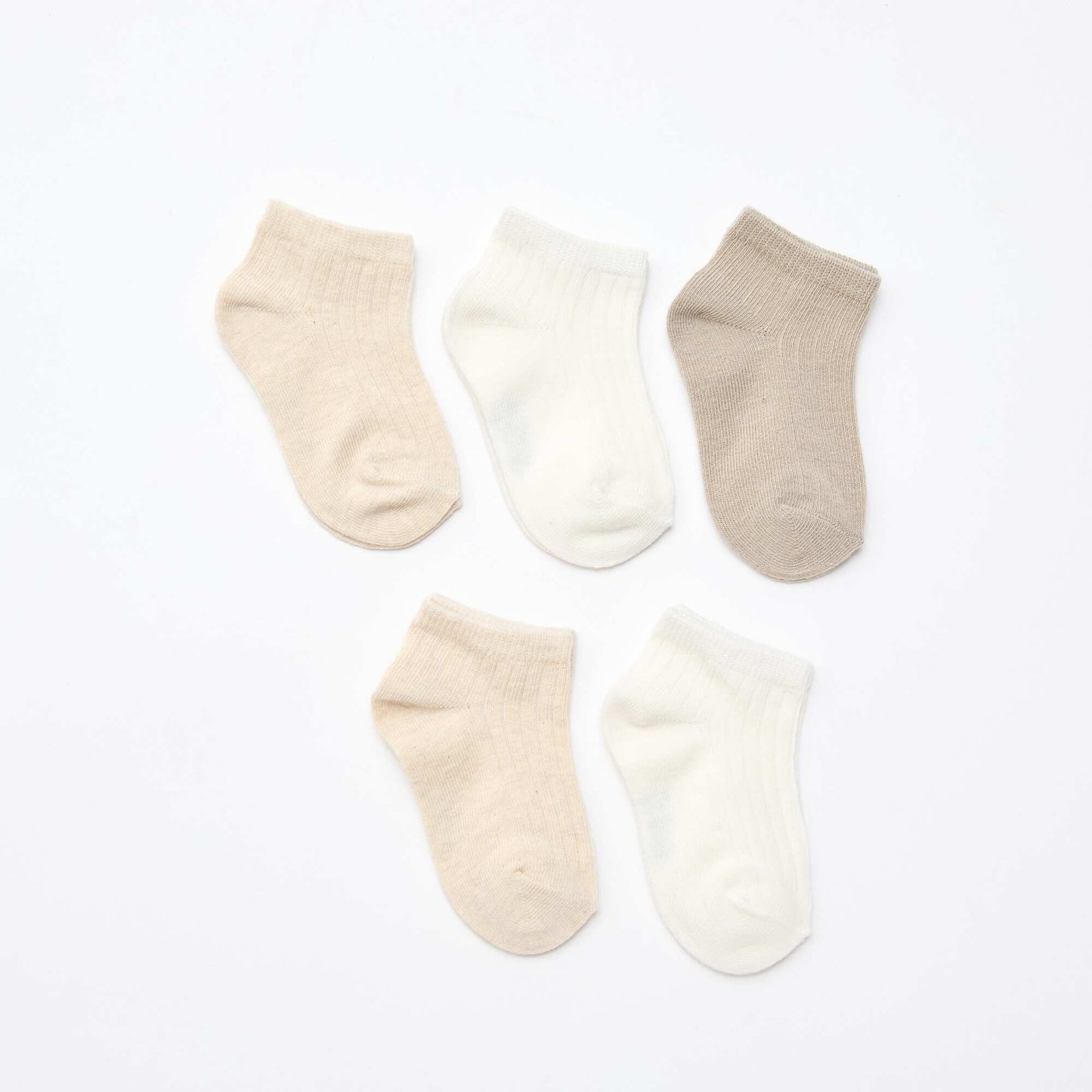 Pack of 5 Ribbed Knit Socks BEIGE
