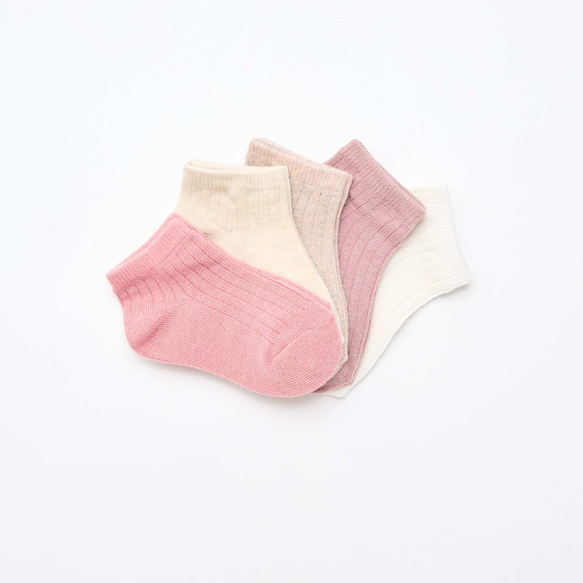 Pack of 5 Ribbed Knit Socks PINK