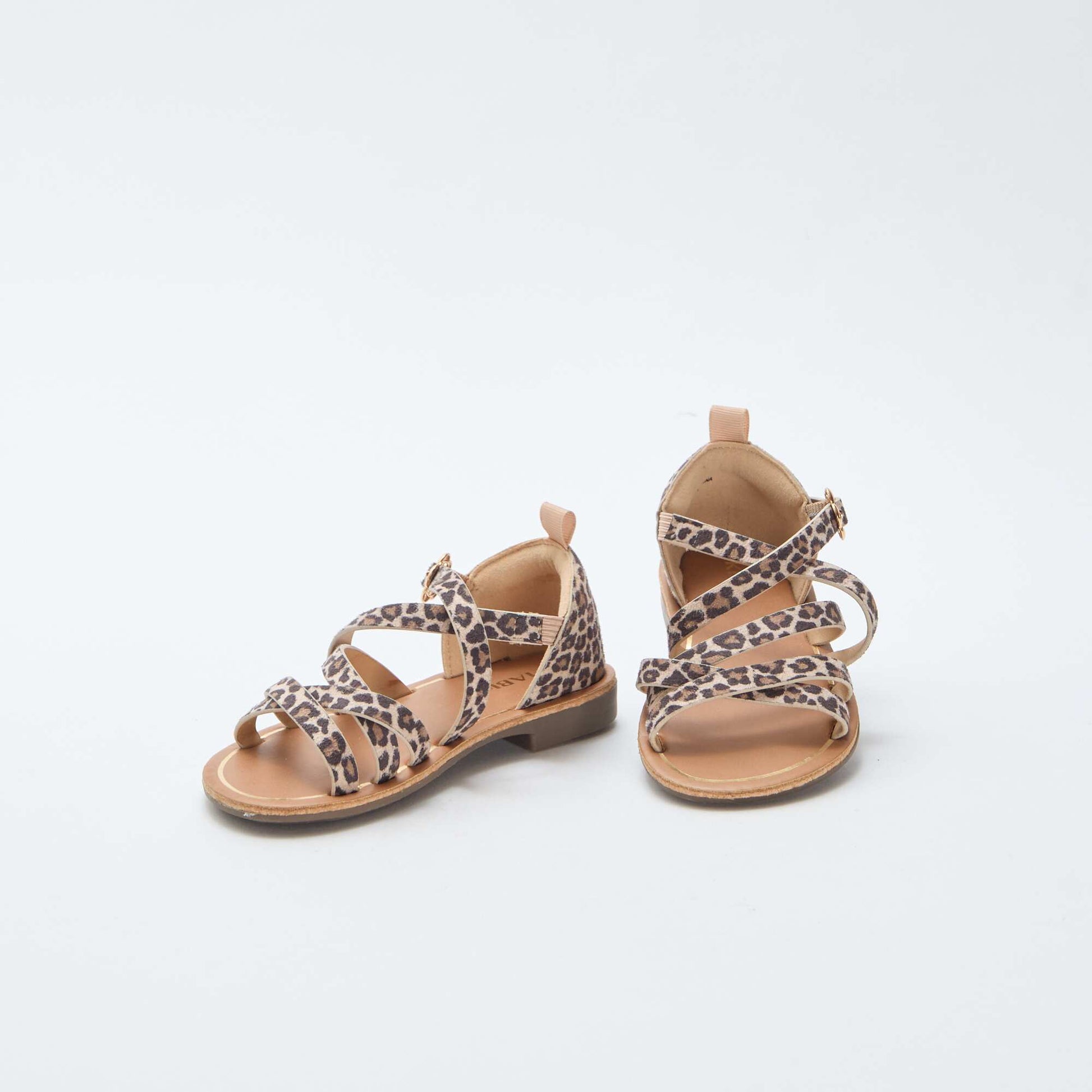Leopard Print Strappy Sandals BROWN