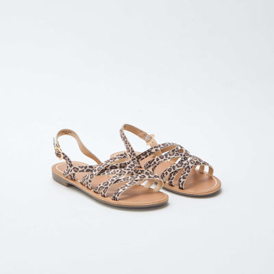 Leopard Print Strappy Sandals BROWN