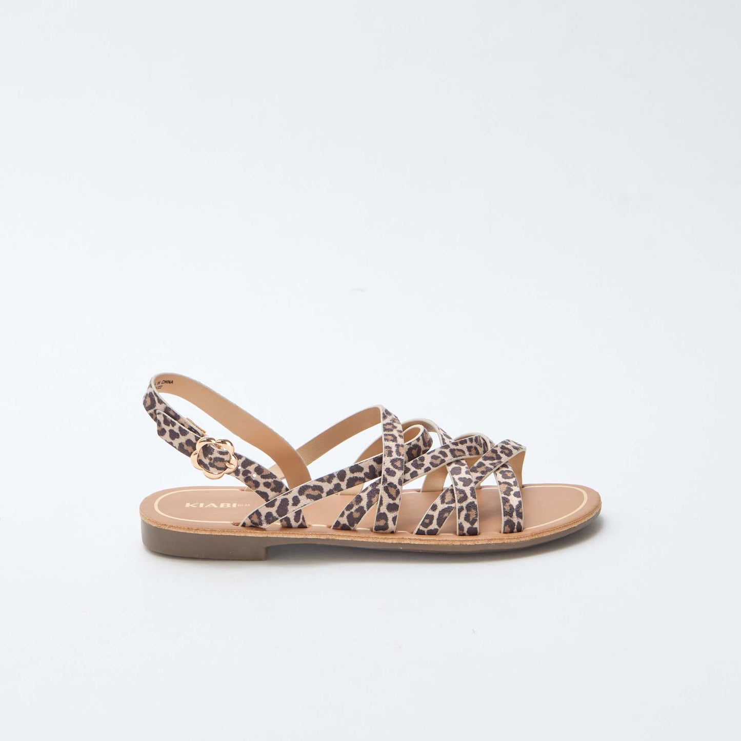 Leopard Print Strappy Sandals BROWN