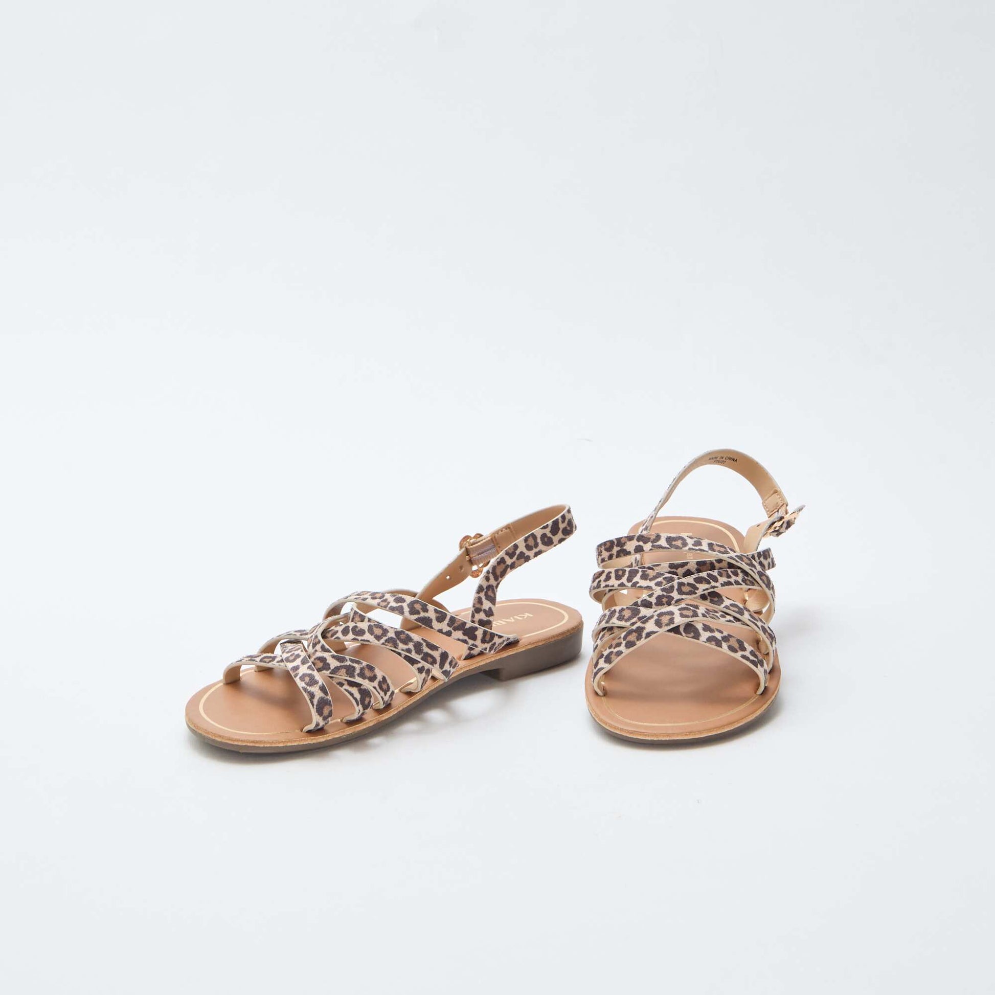 Leopard Print Strappy Sandals BROWN