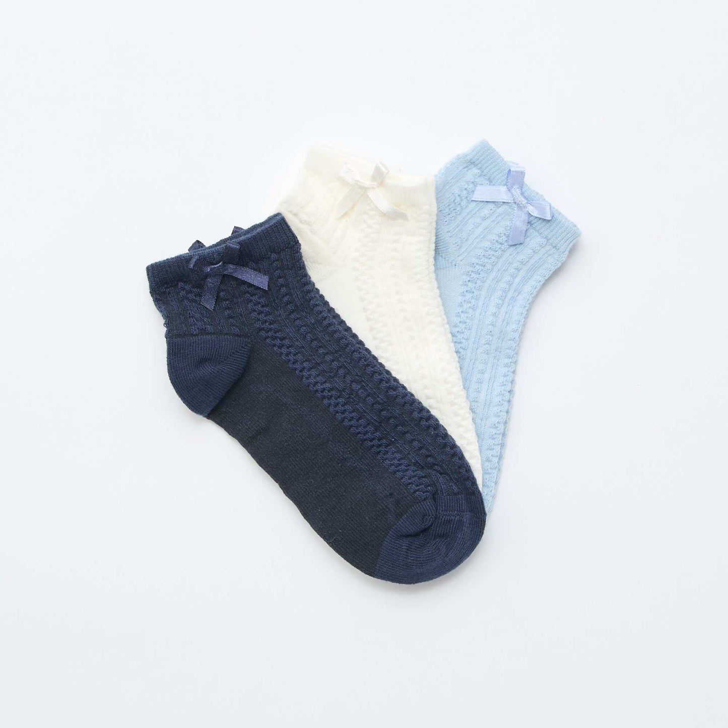 3-Pack of Ankle Socks with Ruffles BLUE