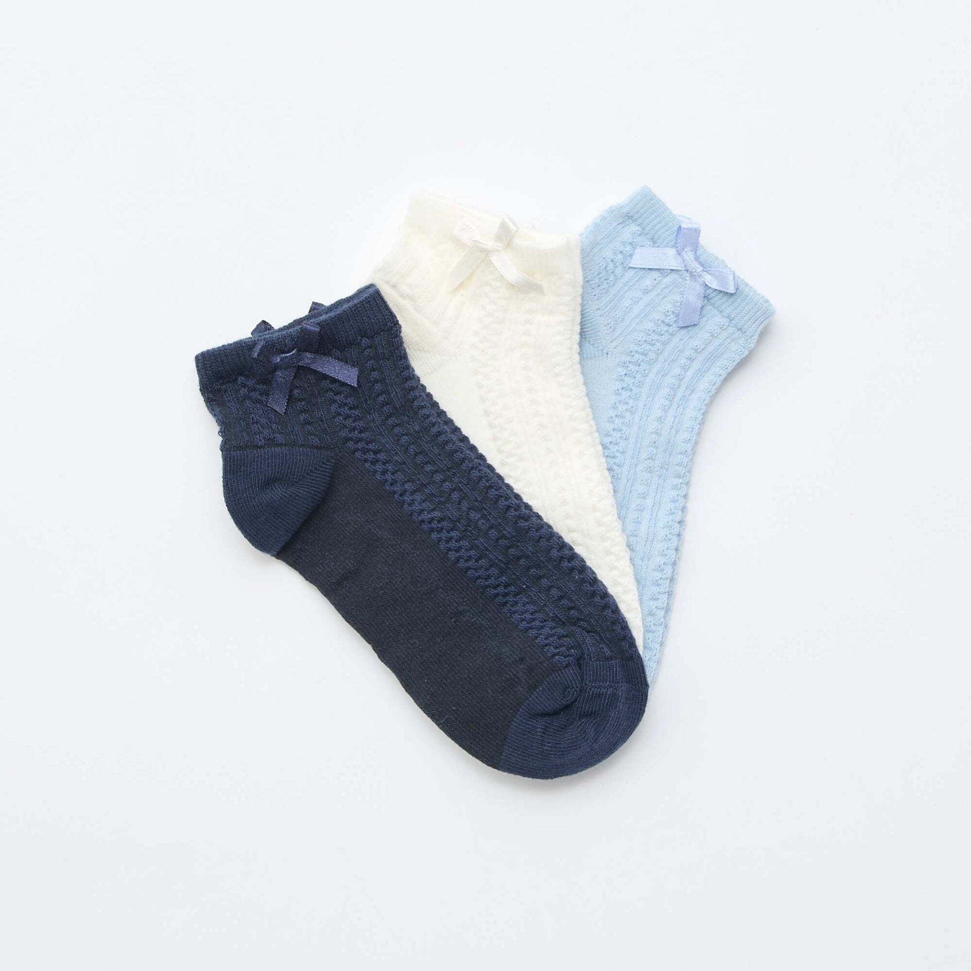 3-Pack of Ankle Socks with Ruffles BLUE