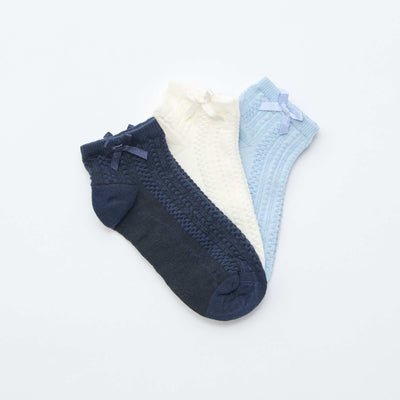 3-Pack of Ankle Socks with Ruffles BLUE