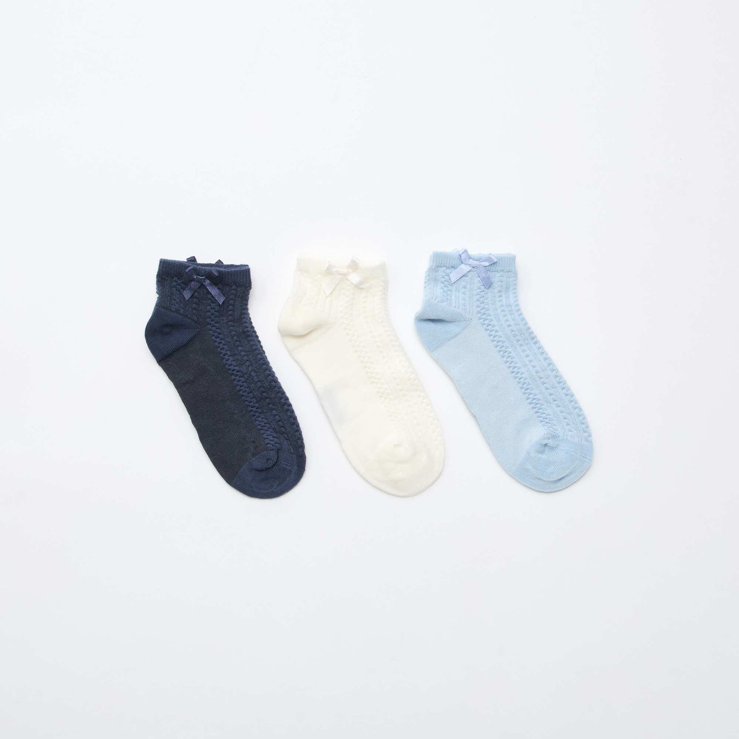 3-Pack of Ankle Socks with Ruffles BLUE