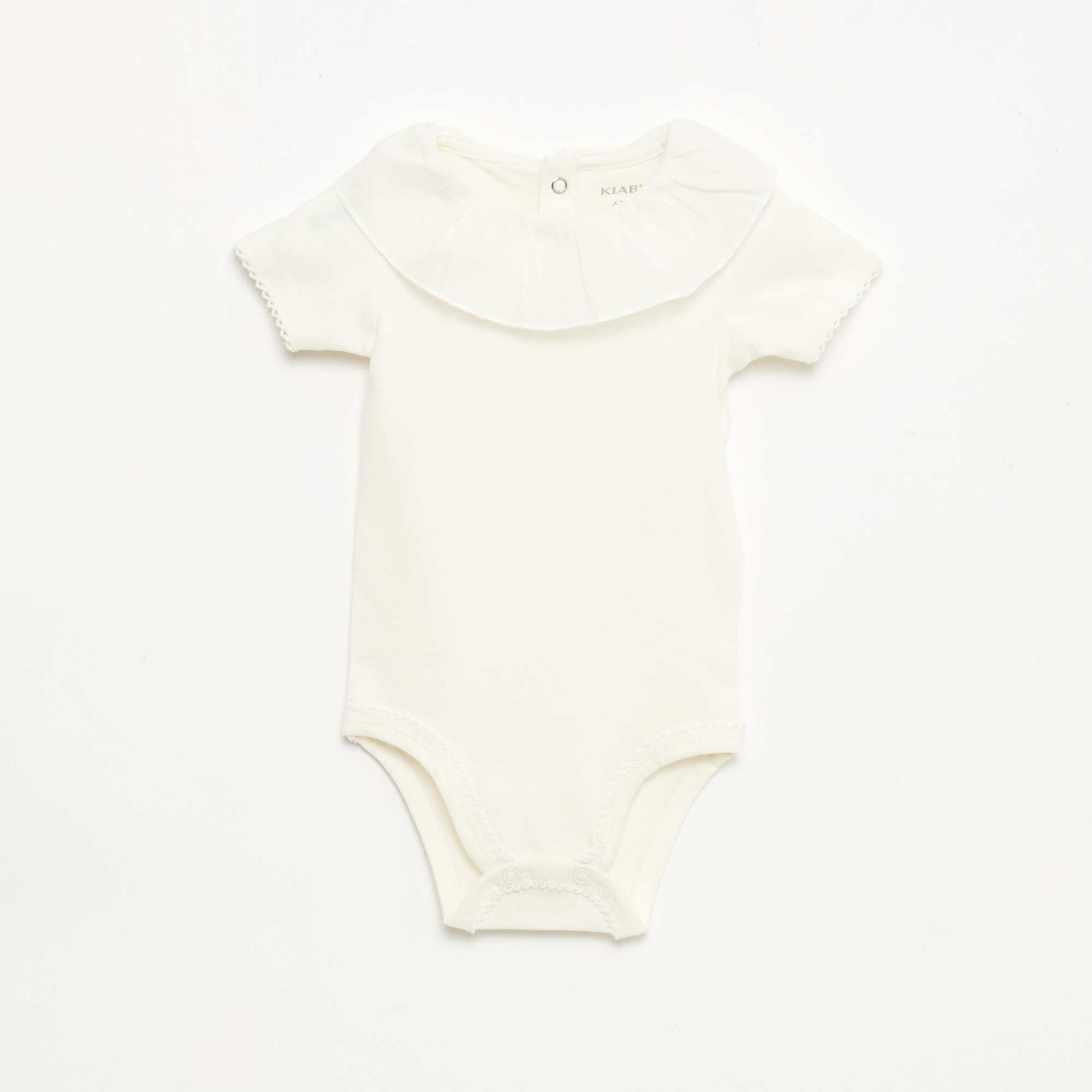 2-Piece Baby Bodysuit Set with Peter Pan Collar WHITE