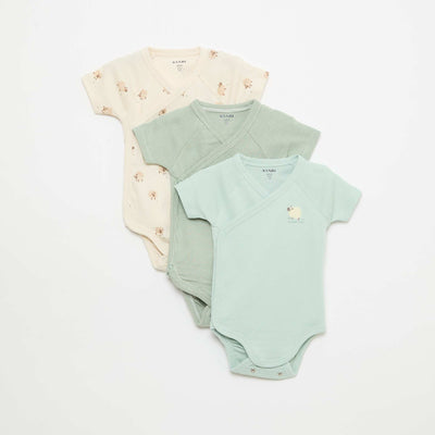 3-Pack of Short-Sleeve Convertible Bodysuits BLUE