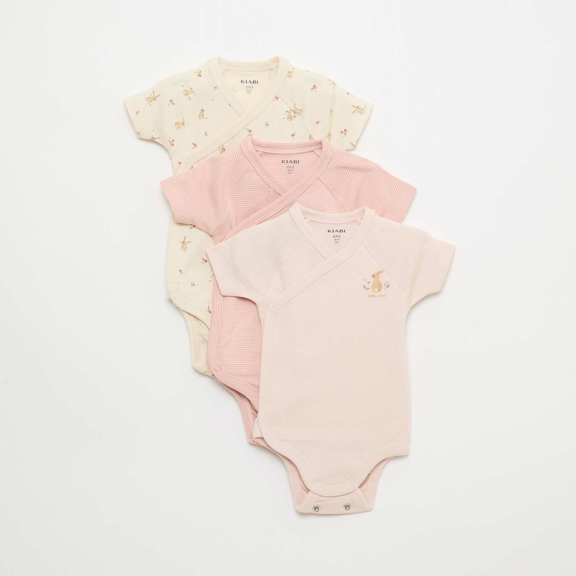 3-Pack of Short-Sleeve Convertible Bodysuits PINK