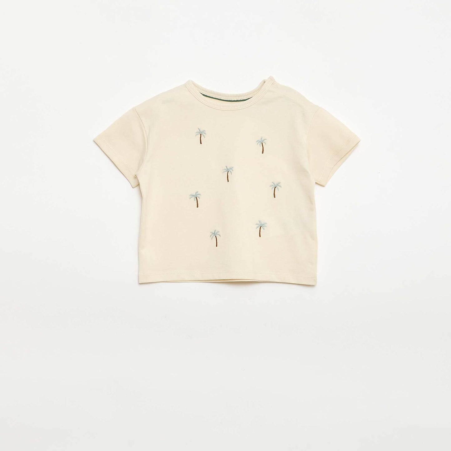 Tropical Print Short-Sleeve Cotton T-shirt WHITE