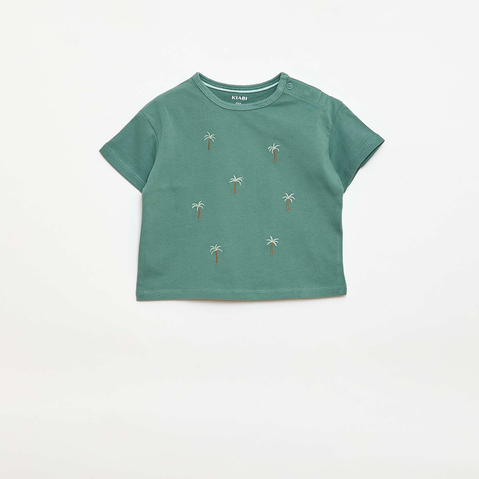 Tropical Print Short-Sleeve Cotton T-shirt GREEN